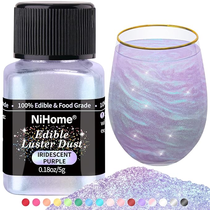 NiHome Edible Food-Grade Glimmer Powder Glitter Luster Dust Metallic Food Decorating Sprinkle
