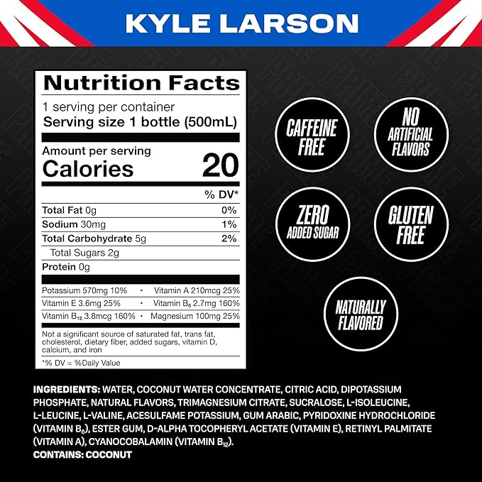 PRIME Hydration Kyle Larson, Sports Drinks, Electrolyte Enhanced for Replenishing Fluids, 250mg