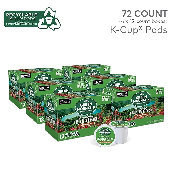 Green Mountain Coffee Roasters Costa Rica Paraiso Single-Serve K-Cup Pods, Medium Roast Coffee, 72