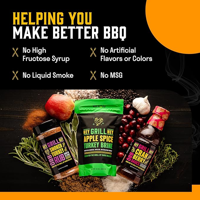 Hey Grill Hey | Turkey Brine Kit | | Includes Apple Spice Brine, Smoked Turkey Rub, and Cranberry