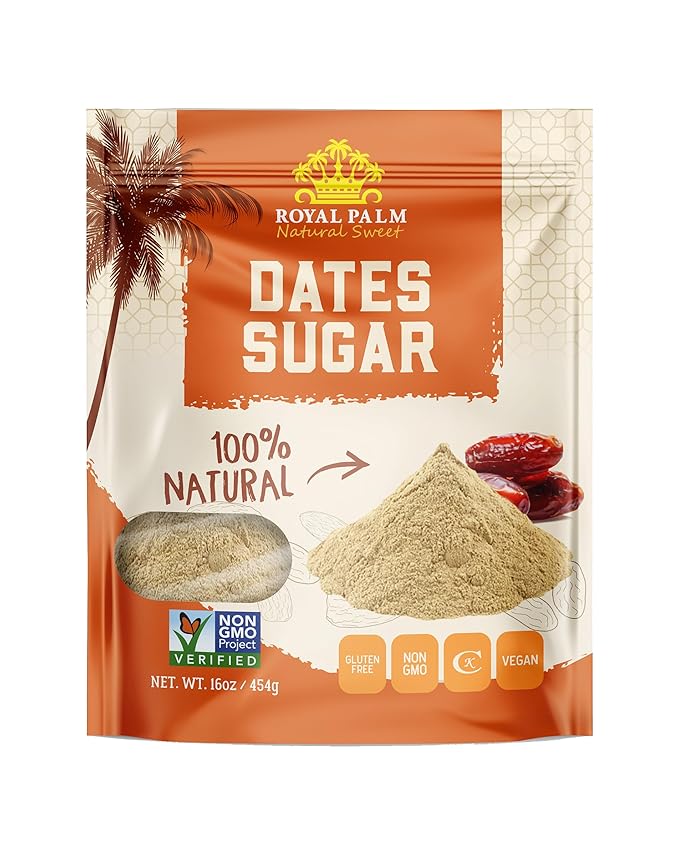 Royal Palm Pure Date Sugar 1 LB | 100% Natural Sweetener | No Added Sugar | Non-GMO | Kosher |