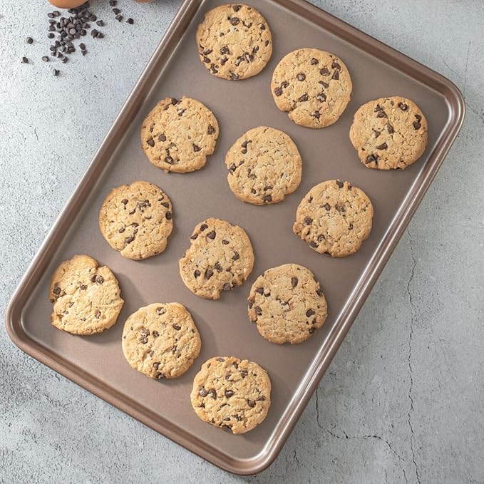 Nonstick 15x10 inch Baking Sheet Set of 2 | PFOA & BPA Free Non Toxic Carbon Steel 10x15 inches