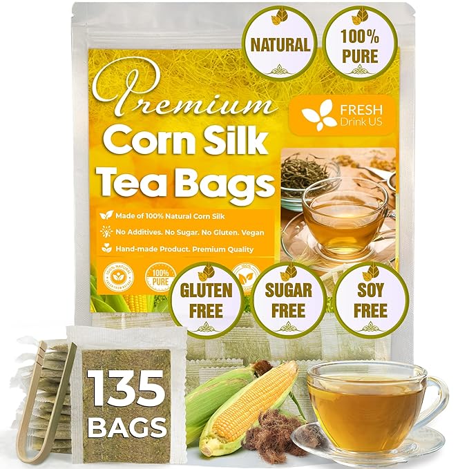 FreshDrinkUS, Premium 135 Tea Bags Corn Silk Tea, 100% Natural & Pure from Corn Silk. Corn Silk