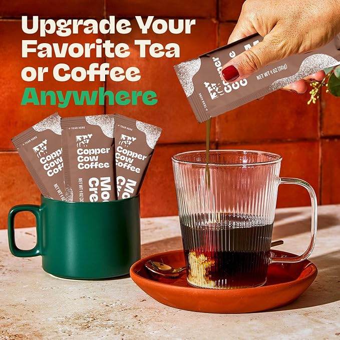 Copper Cow Coffee Sweetened Mocha Milk Creamer Singles (24 pack) | Vietnamese Inspired Coffee