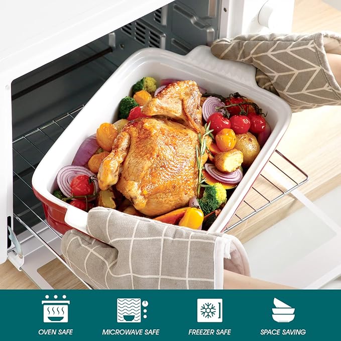 vancasso Blossom Casserole Dish, 13x9 Baking Dish, 3.8 Quart Casserole Dish Set Lasagna Pan Deep