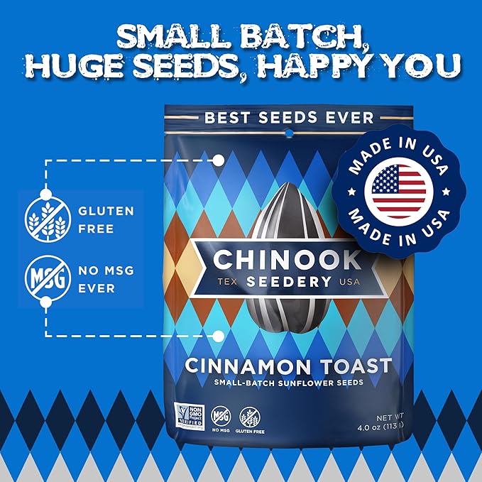 Chinook Seedery Roasted Jumbo Sunflower Seeds - Keto Snacks - Best For Snack Packs - Gluten Free