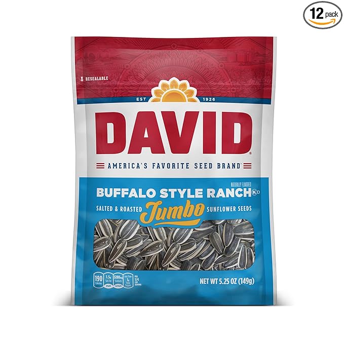 DAVID Seeds Roasted and Salted Spicy Queso Jumbo Sunflower Seeds, Keto Friendly, 5.25 Ounce (Pack