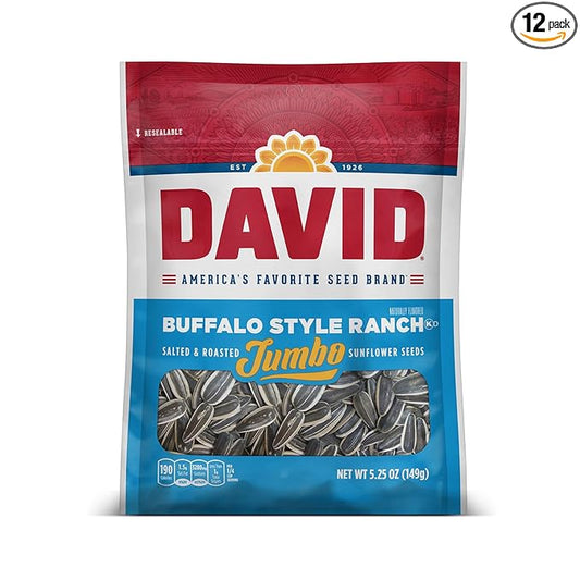 DAVID Seeds Roasted and Salted Spicy Queso Jumbo Sunflower Seeds, Keto Friendly, 5.25 Ounce (Pack