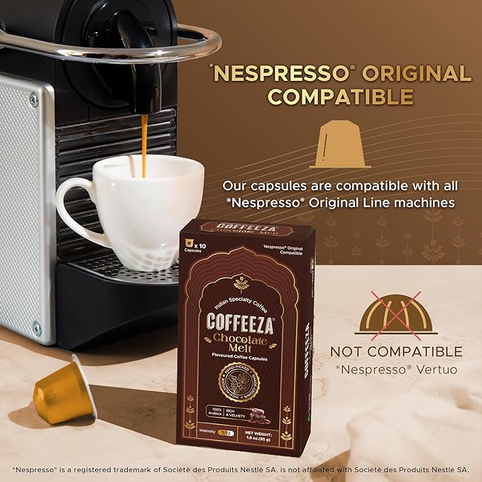Coffeeza Belgian Chocolate Flavored Espresso Coffee Pods, Compatible with Nespresso Original Line