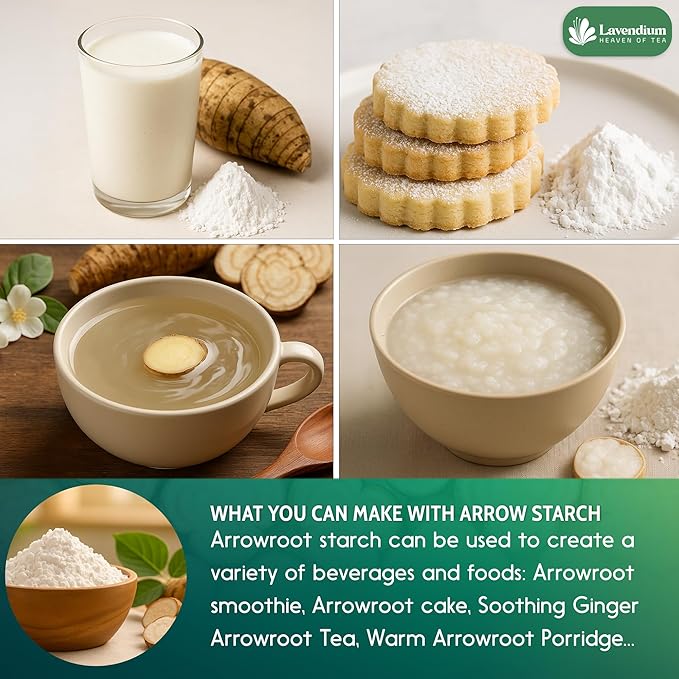 Lavendium, Premium Arrowroot Starch Powder ??8oz Resealable Bag, Gluten-Free, Non-GMO, Premium