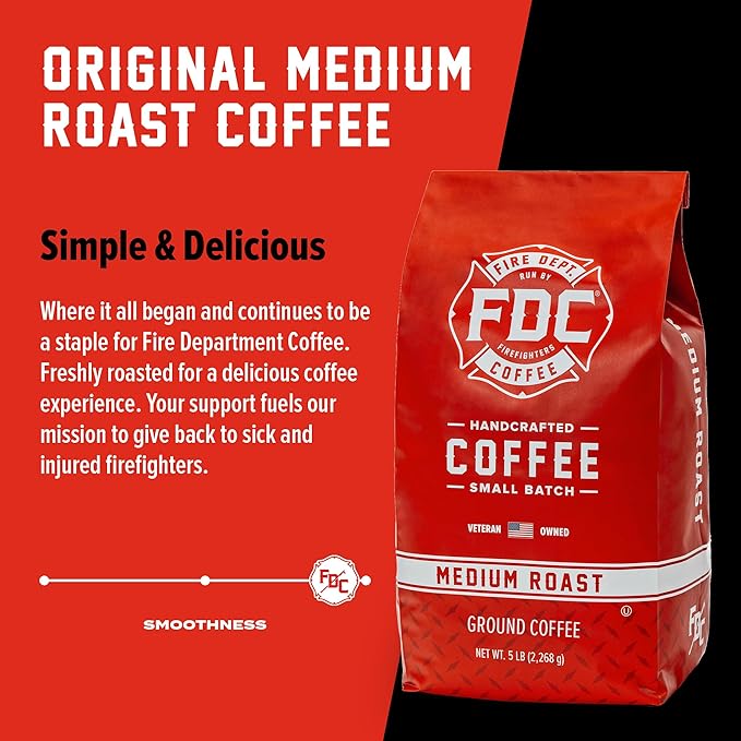 Fire Department Coffee - Gives Back to Firefighters - Balanced & Smooth Original Medium Roast