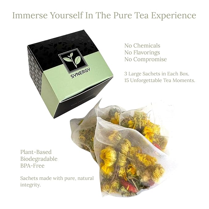 Pure And Easy Tea, Serenity Herbal Tea Sampler, 15 Count Caffeine-Free Variety with 5 Flavors