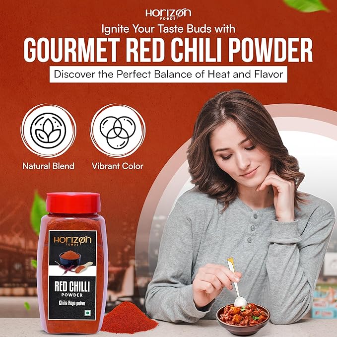 Horizon Foods Premium Red Chili Powder - 200g Indian Spice Blend for Tikka Masala Sauce, Mexican