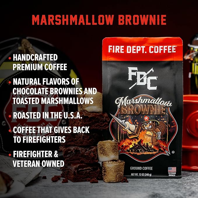 Fire Department Coffee - Gives Back to Firefighters - Marshmallow Brownie Coffee Beans - Roasted in