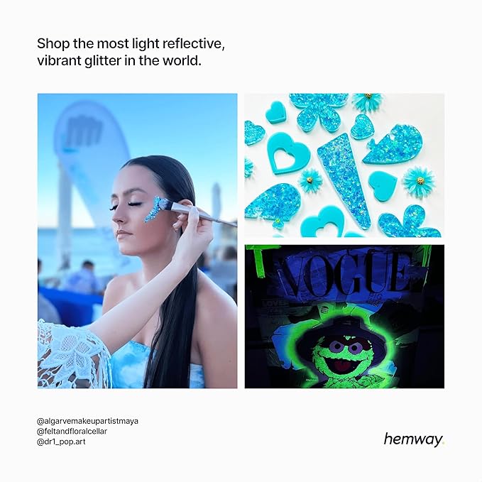 Hemway Premium Glitter Shaker - Ocean Blue Holographic | 130g Ultrafine Metallic Flake Sequins for