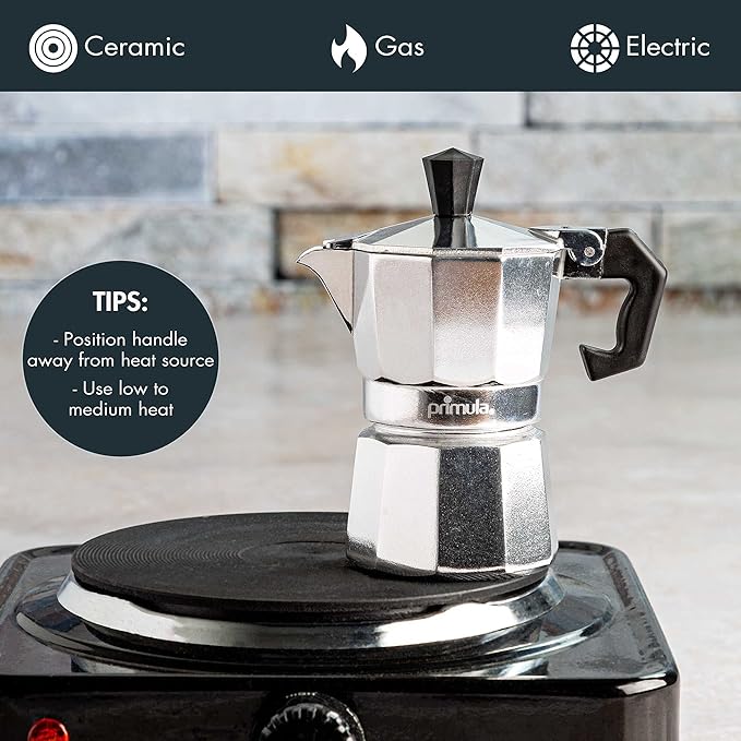 Primula Classic Stovetop Espresso and Coffee Maker, Moka Pot for Italian and Cuban Café Brewing