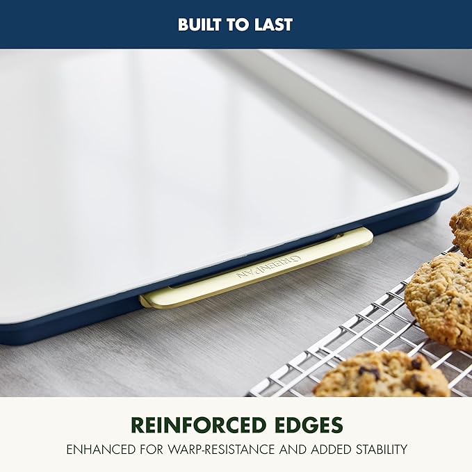 GreenPan Bakeware 13"x18" Half Baking Sheet Pan, Ceramic Nonstick Baking Pan, PFAS & BPA Free, Gold