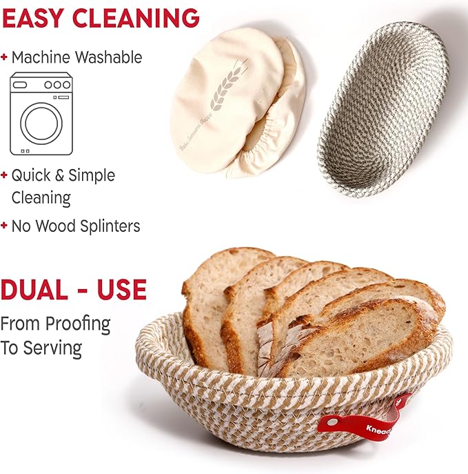 Sourdough Starter Kit ??34oz Starter Jar, 2 Cotton Rope Banneton Proofing Baskets, Magnetic Bread