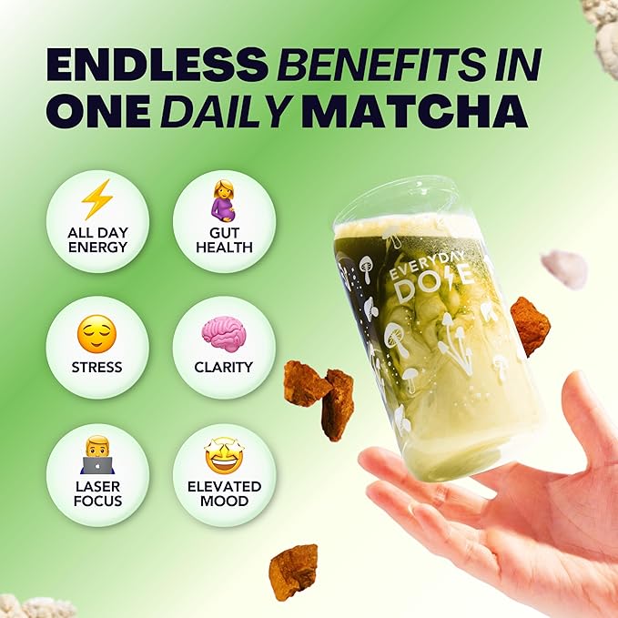 Everyday Dose Mushroom Matcha+ Ceremonial Grade Matcha Powder - Japanese Tea With Grass-Fed
