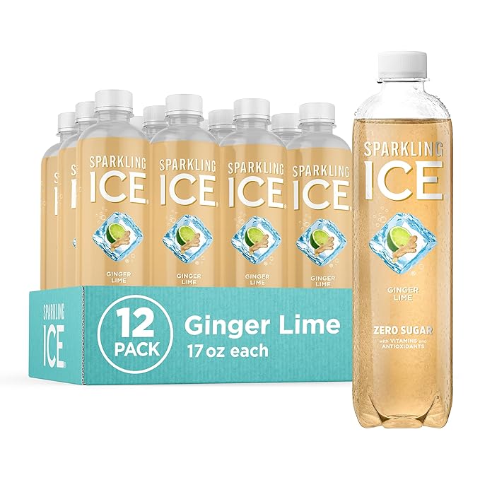 Sparkling Ice, Ginger Lime Sparkling Water, Zero Sugar Flavored Water, with Vitamins and