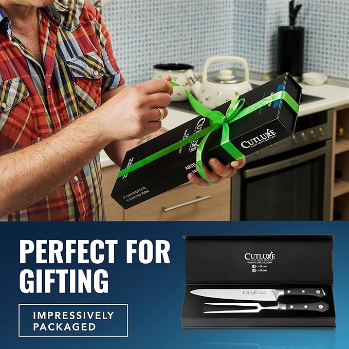 Cutluxe Turkey Carving Knife Set Carving Fork & Knife for Meat, BBQ, Brisket Razor Sharp Premium