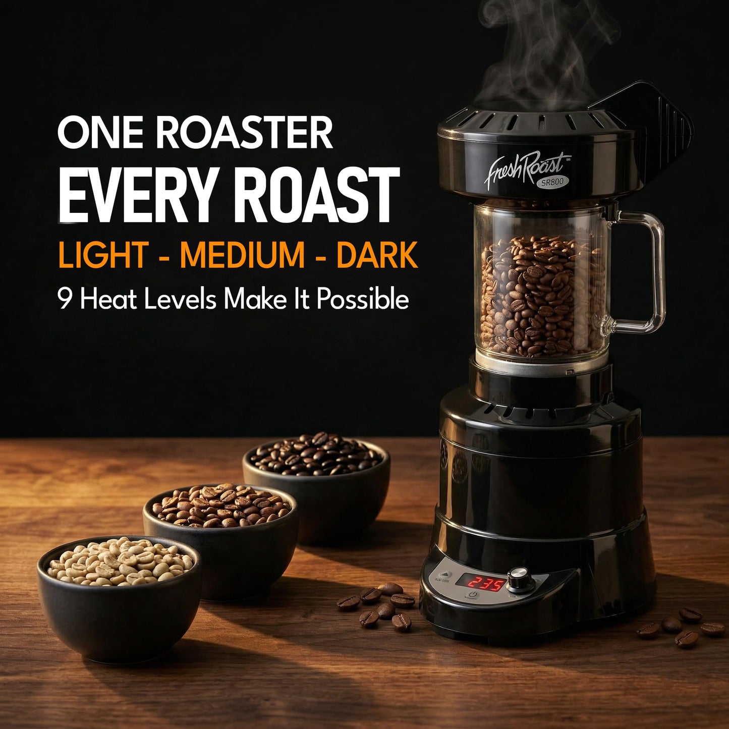 Fresh Roast SR800 Coffee Roaster – Roast Coffee at Home – Variable Heat and Fan Control – Digital