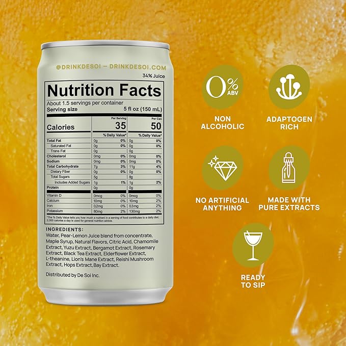 De Soi Variety Pack Mocktails NA Drinks 8 fl oz (12-pack) - Adaptogen Drink, Sparkling Drink with
