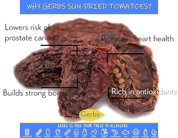 Gerbs Sun Dried Tomatoes 4 lbs. | Sea Salted, Dehydrated, Unsulfured, Resealable Bag | Rich Umami