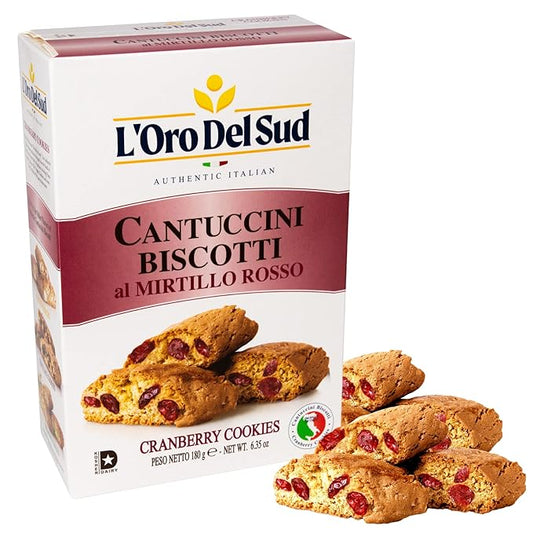 L'Oro Del Sud Cranberry Biscotti, Cantuccini d'Abruzzo, Italian Cookies Madewith Real Quality