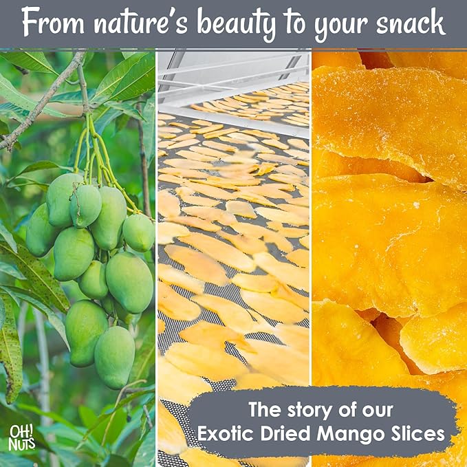 Oh! Nuts Exotic Dried Mango Slices - Sweetened Dehydrated Mango - 1lb Bulk Bag - Dried Mango Fruit