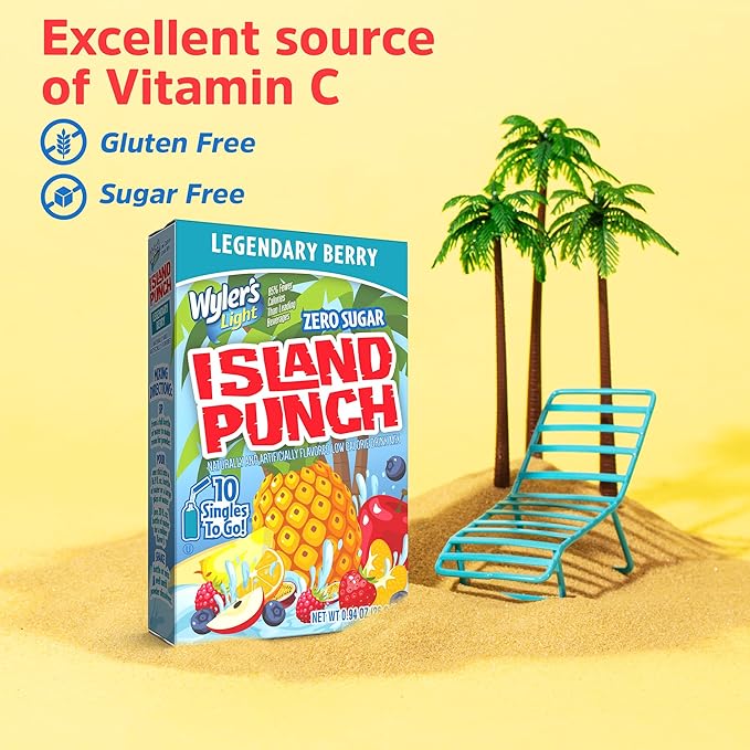 Wyler?셲 Light Island Punch Singles To Go, Legendary Berry, 10-Count per Box (12 Pack) ??Low Calorie
