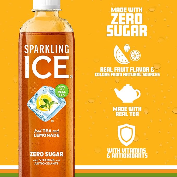 Sparkling Ice Tea + Lemonade Sparkling Water, Zero Sugar Flavored Water, with Vitamins and