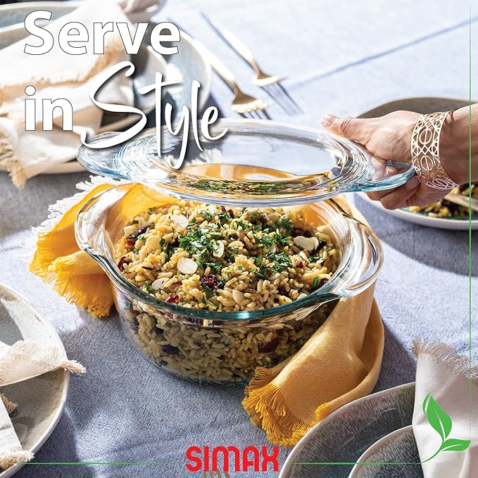 Glass Casserole Dish by Simax Clear Glass Round Casserole Dish with Lid and Handles Covered Bowl
