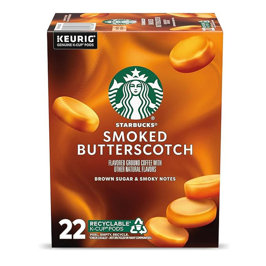 Starbucks K-Cup Coffee Pods, Smoked Butterscotch Flavored for Keurig Makers, 100% Arabica, Limited