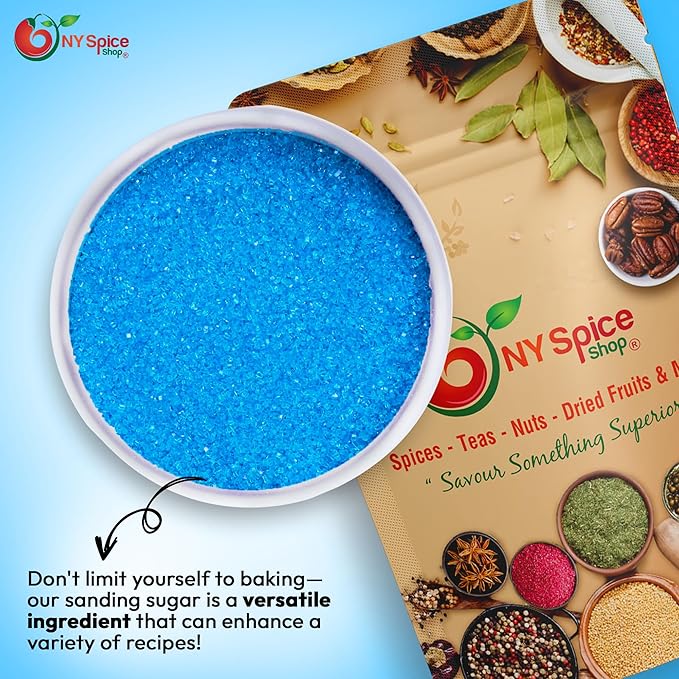 NY Spice Shop Light Blue Sanding Sugar - 8 Ounce Sweet Colorful Edible Sprinkles For Candy Dish