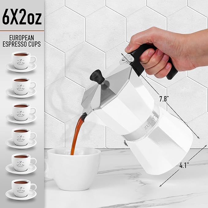 Zulay Moka Pot Espresso Stovetop Coffee Maker - Leak-Proof, Stainless Steel, Easy to Clean, Heat
