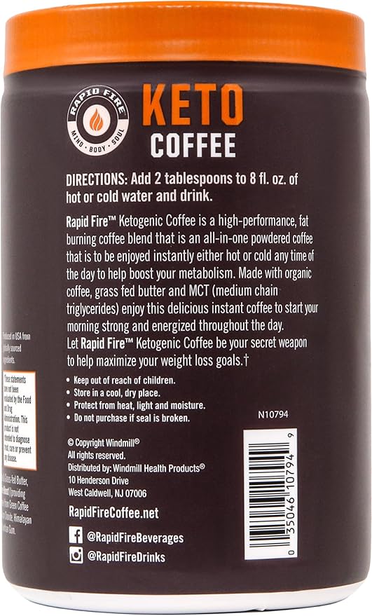 Ketogenic Fair Trade Instant Keto Coffee Mix, Supports Energy, Metabolism Support, Grass Fed