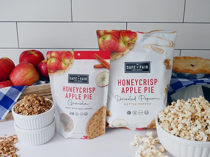Safe + Fair Plant-Based Gourmet Apple Pie Flavored Popcorn - Honeycrisp Apple Pie Drizzled Kettle