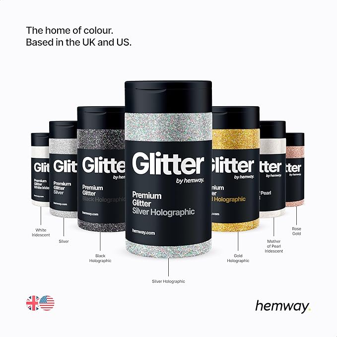 Hemway Premium Glitter Shaker - Black Holographic | Ultrafine Metallic Flake Sequins for Resin &