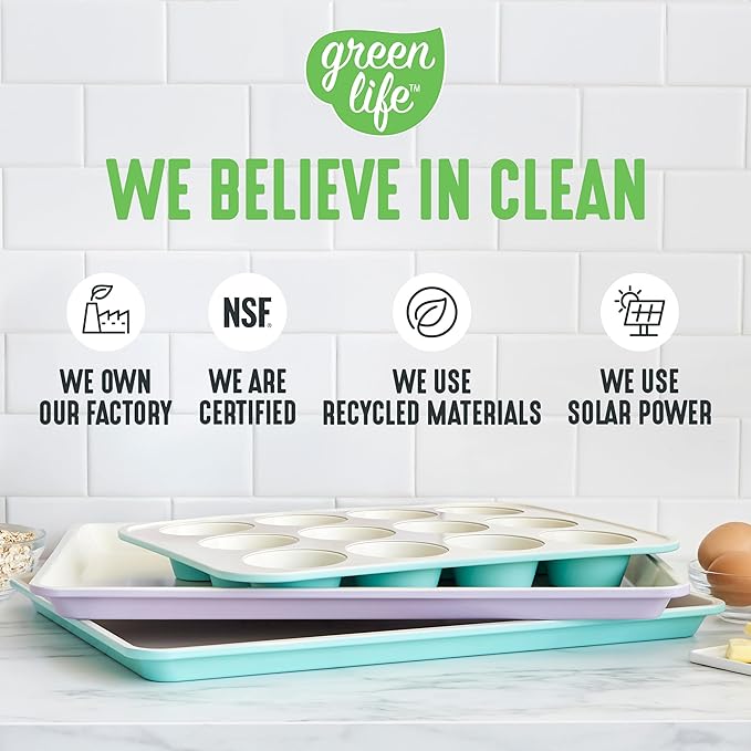 GreenLife Bakeware 18” x 13” Half Cookie Sheet Baking Pan, Non-Toxic PFAS-Free Healthy Ceramic