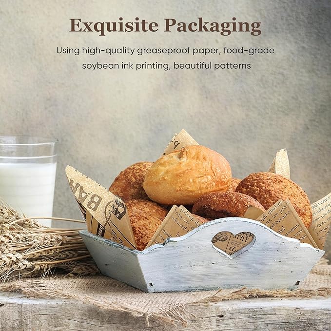 100 Sheets Sandwich Wrapping Paper, 15x11" Printed Parchment Paper, Newspaper Food Wrap Deli Paper