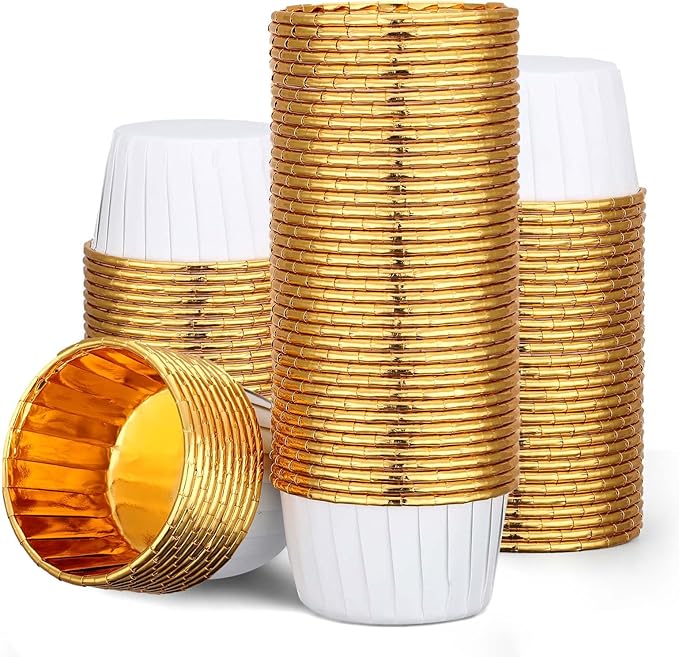 EUSOAR Baking Cups, 100pcs 3.5oz Aluminum Foil Ramekins Paper Cupcake Containers, Disposable