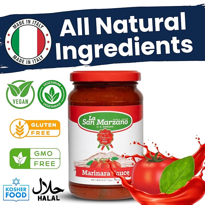 La San Marzano Marinara Sauce, 13 oz, Pasta Sauce Made in Italy, All Purpose Tomato Premium