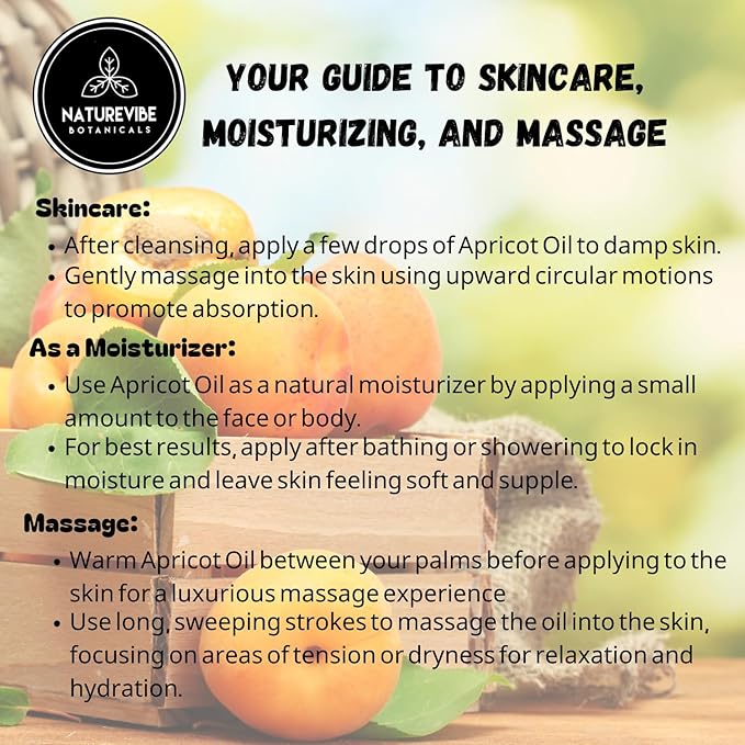 Naturevibe Botanicals Apricot Oil 32 Ounces | 100% Pure and Natural | Great for Skin Care and Hair