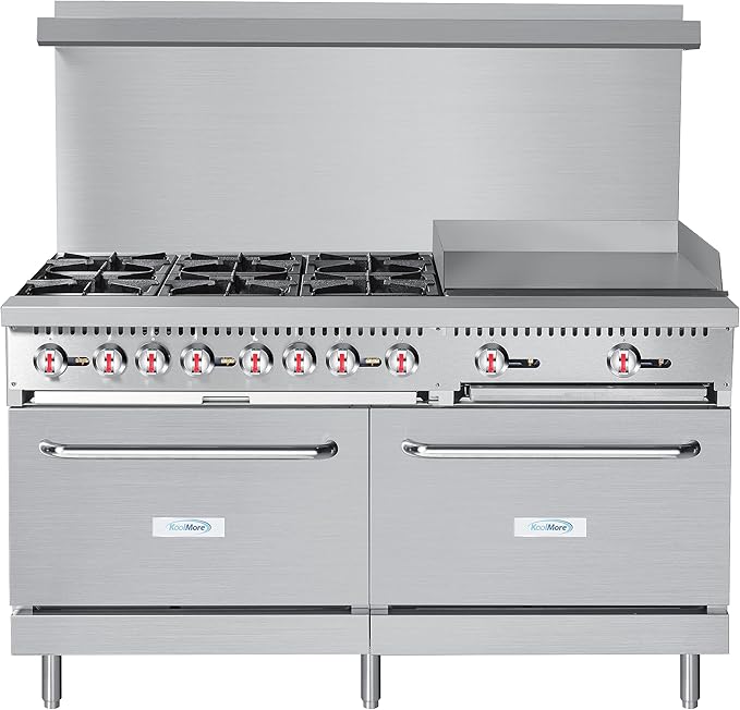 KoolMore KM-CRG60-LP 60 in. 6 Burner Commercial Liquid Propane Range with 24 in. Griddle, Solid