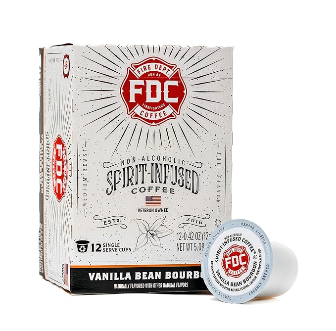 Fire Department Coffee - Vanilla Bourbon Coffee K Cups - Gives Back to Firefighters - Premium