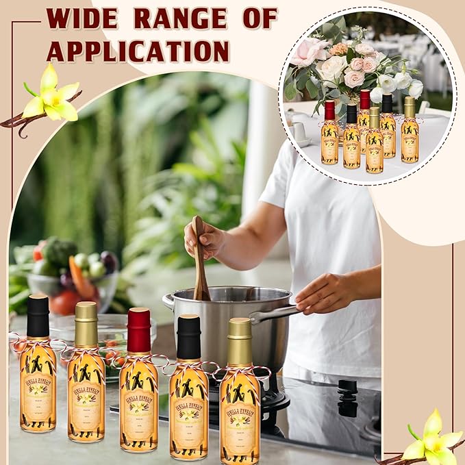 Tioncy 16 Pcs Vanilla Extract Bottles for Homemade Vanilla Jar Glass Bottle with Cap, Shrink Band