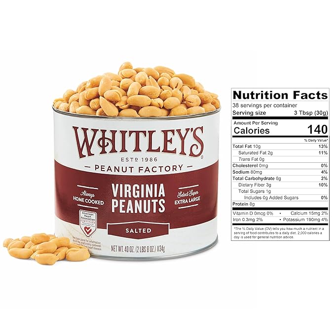 Whitley?셲 Salted Virginia Peanuts ??Super Extra Large 'Home Cooked' Virginia Peanuts (2 x 40 Ounce