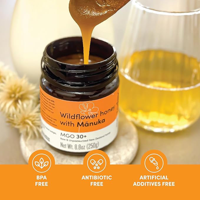 me today - Wildflower Honey with Manuka MGO 30+ from New Zealand (8.8 oz) Authentic, Raw &
