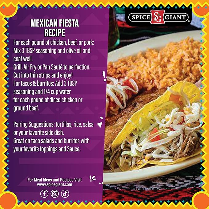 Mexican Fiesta Seasoning 5 oz | Mexican Spice | All Purpose, Chicken, Beef, Pork, Seafood & More